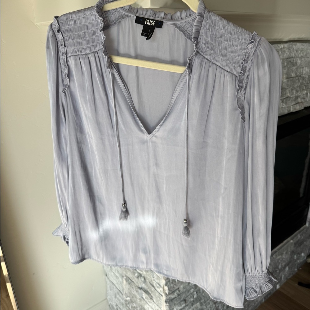 Paige Kaylynn Tie Neck Top Sz XS Color Salt Blue